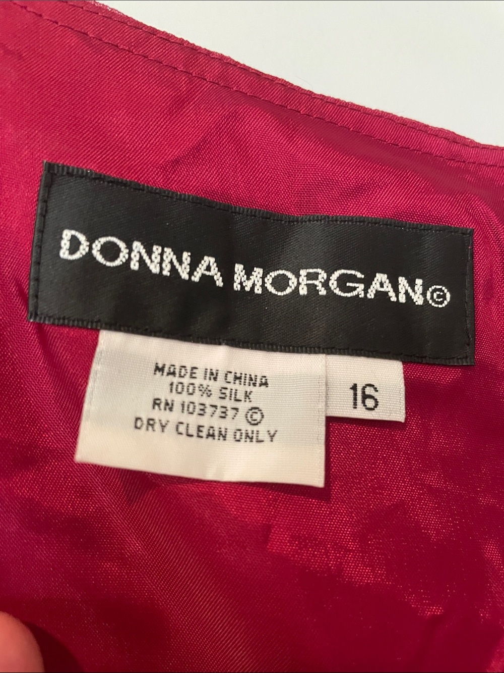 Donna Ricco Ruffled V-Neck Magenta Midi Dress 100% silk - Picture 5 of 8